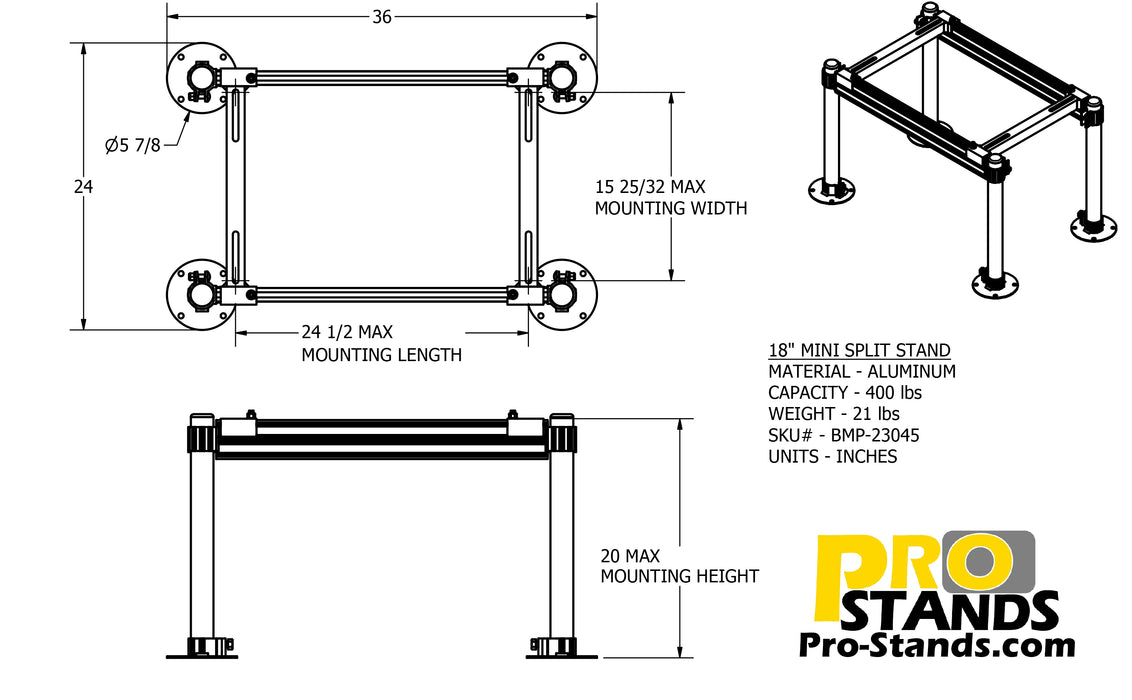 Mini Split Stand 18 inch