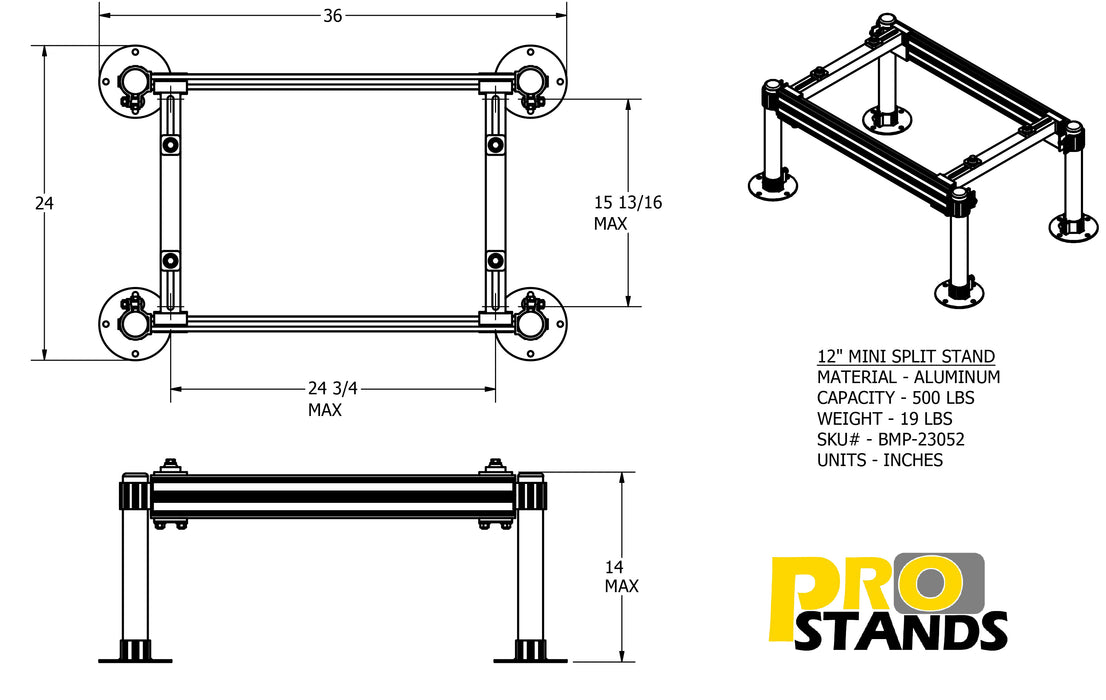 Mini Split Stand 12 inch