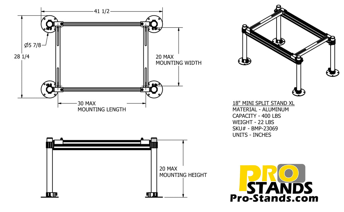 XL Mini Split Stand 18 inch - Contractor Pack of (10) Units