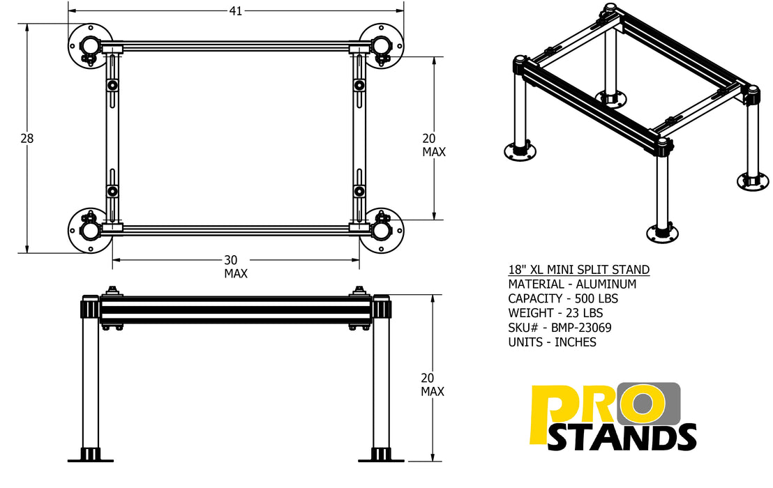 XL Mini Split Stand 18 inch