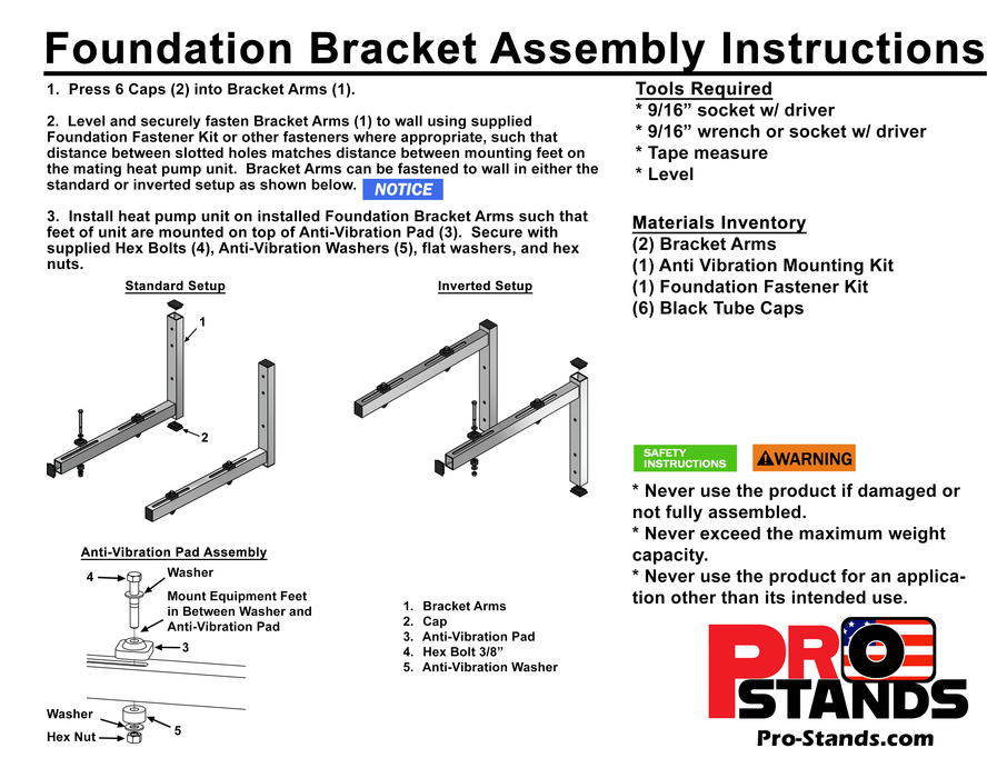 Aluminum Foundation Mount L-Wall Bracket for Mini Splits Pro Stands Aluminum Foundation Mount L-Wall Bracket for Mini Splits Pro Stands