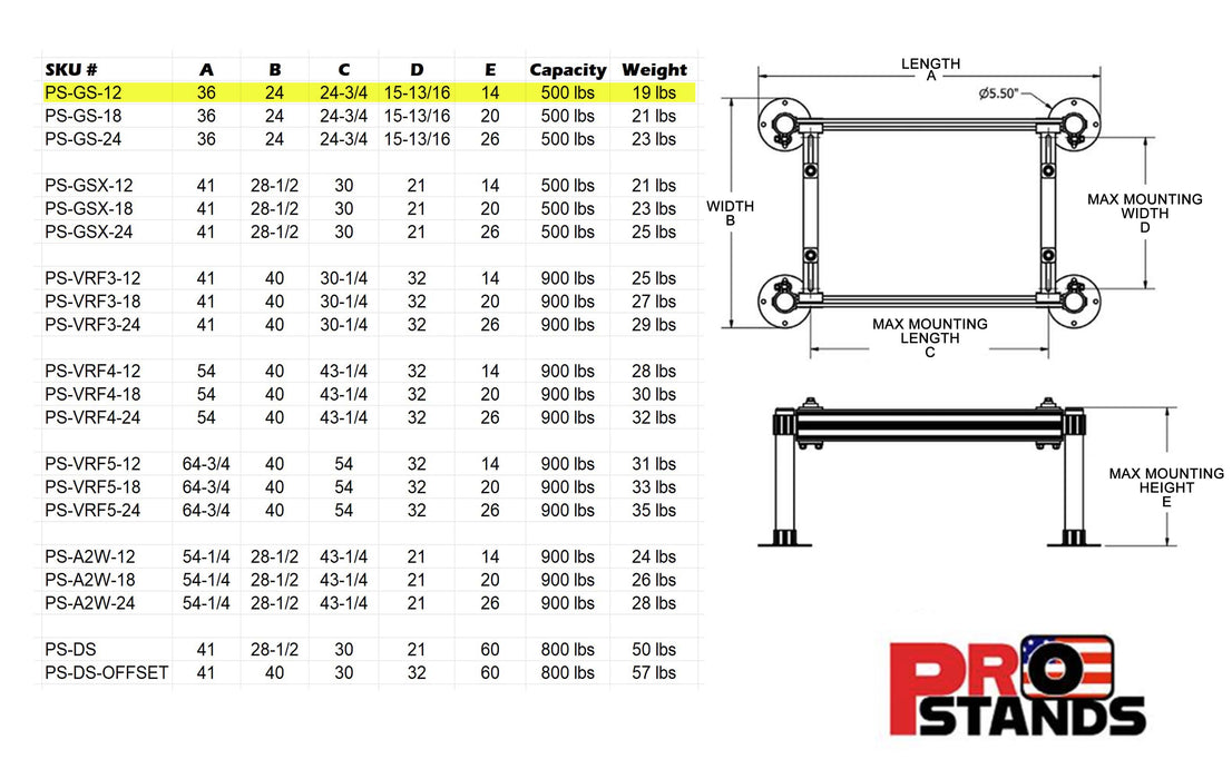 Aluminum Mini Split Stand - 12 Inch Tall Powder Coated