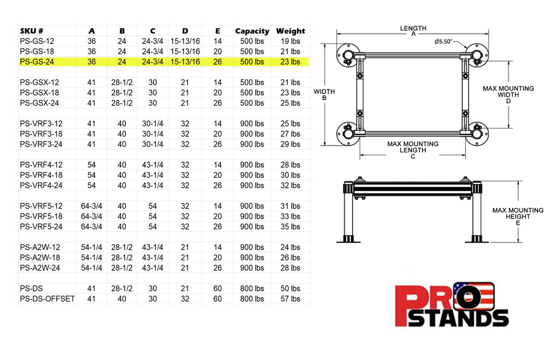 Aluminum Mini Split Stand - 24 Inch Tall Powder Coated