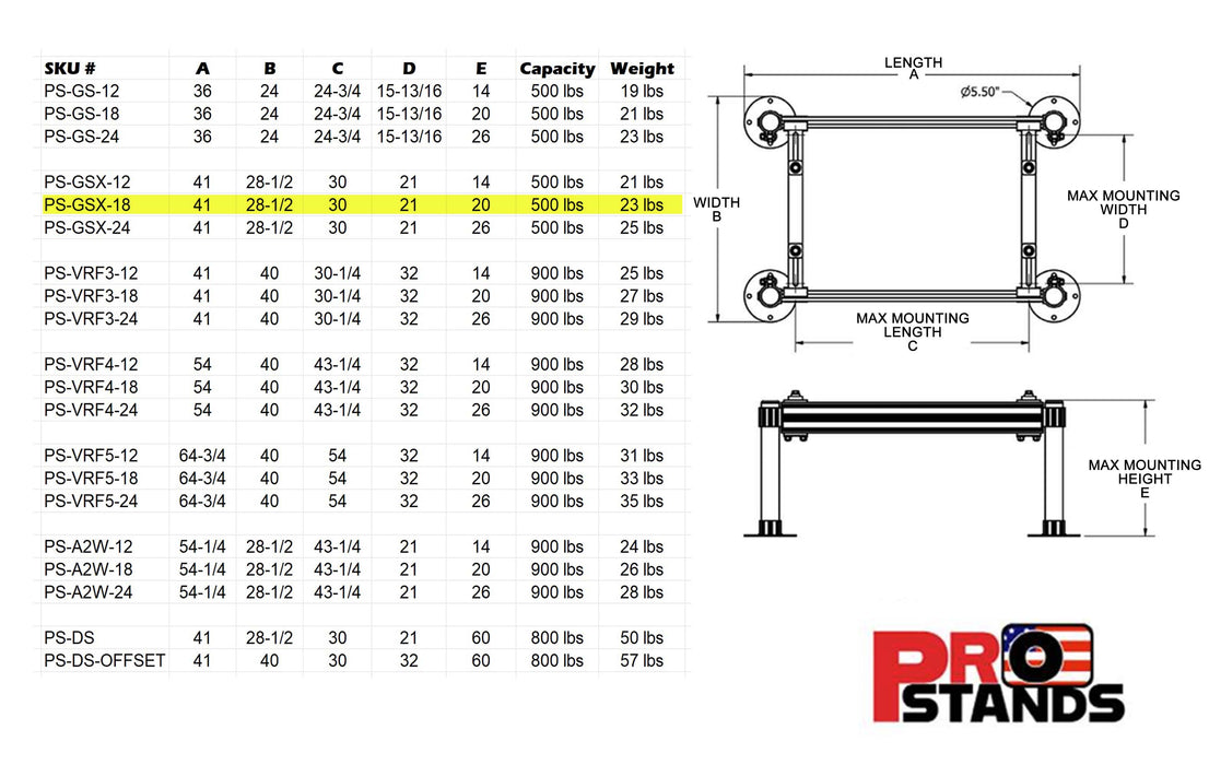 Aluminum XL Mini Split Stand - 18 Inch Tall Powder Coated