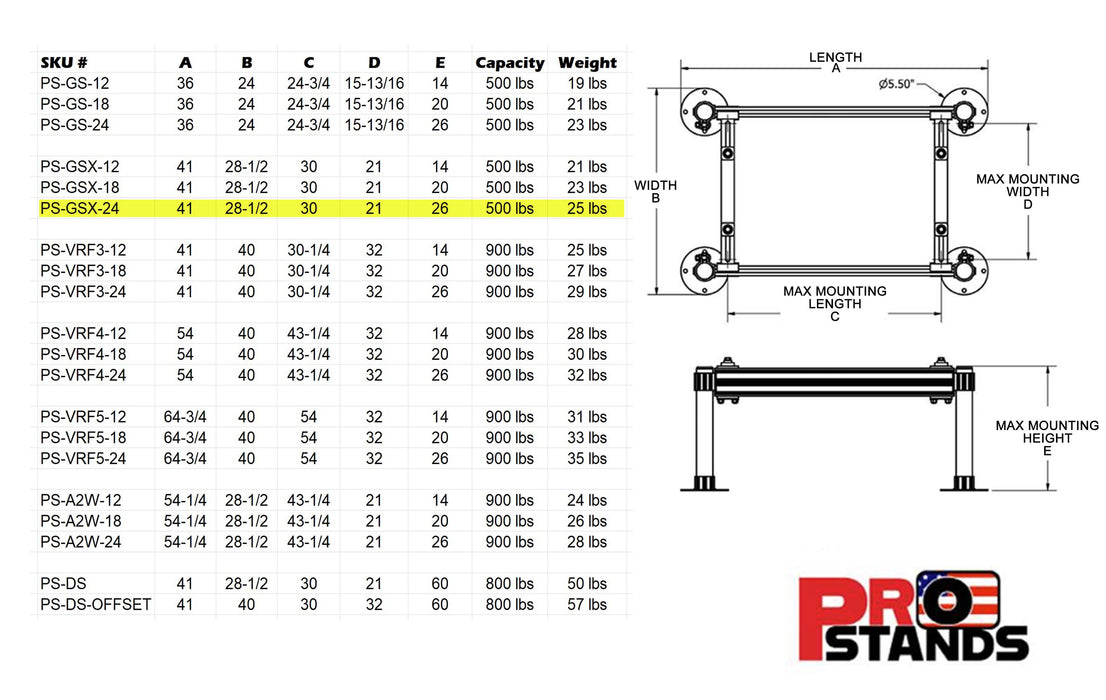 Aluminum XL Mini Split Stand - 24 Inch Tall Powder Coated