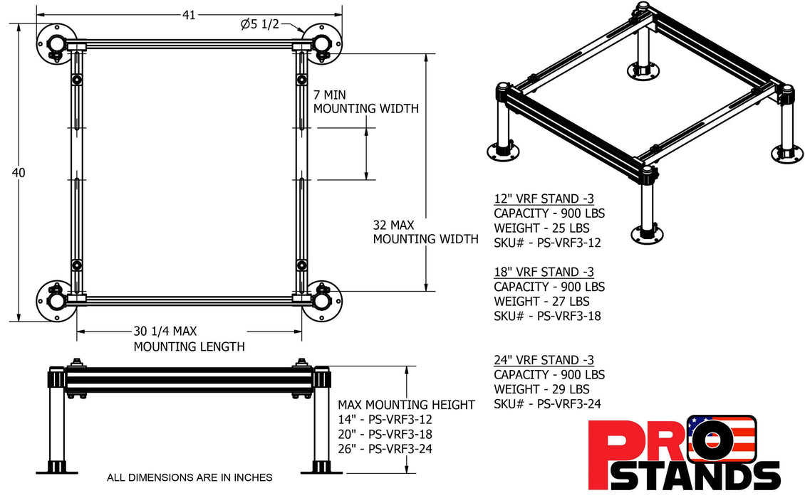 Aluminum Heat Pump Condenser Stand - 24" Tall