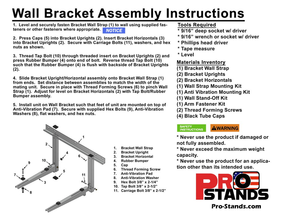 Aluminum Mini Split Wall Bracket - Powder Coated and will Never Rust Pro Stands Aluminum Mini Split Wall Bracket - Powder Coated and will Never Rust Pro Stands